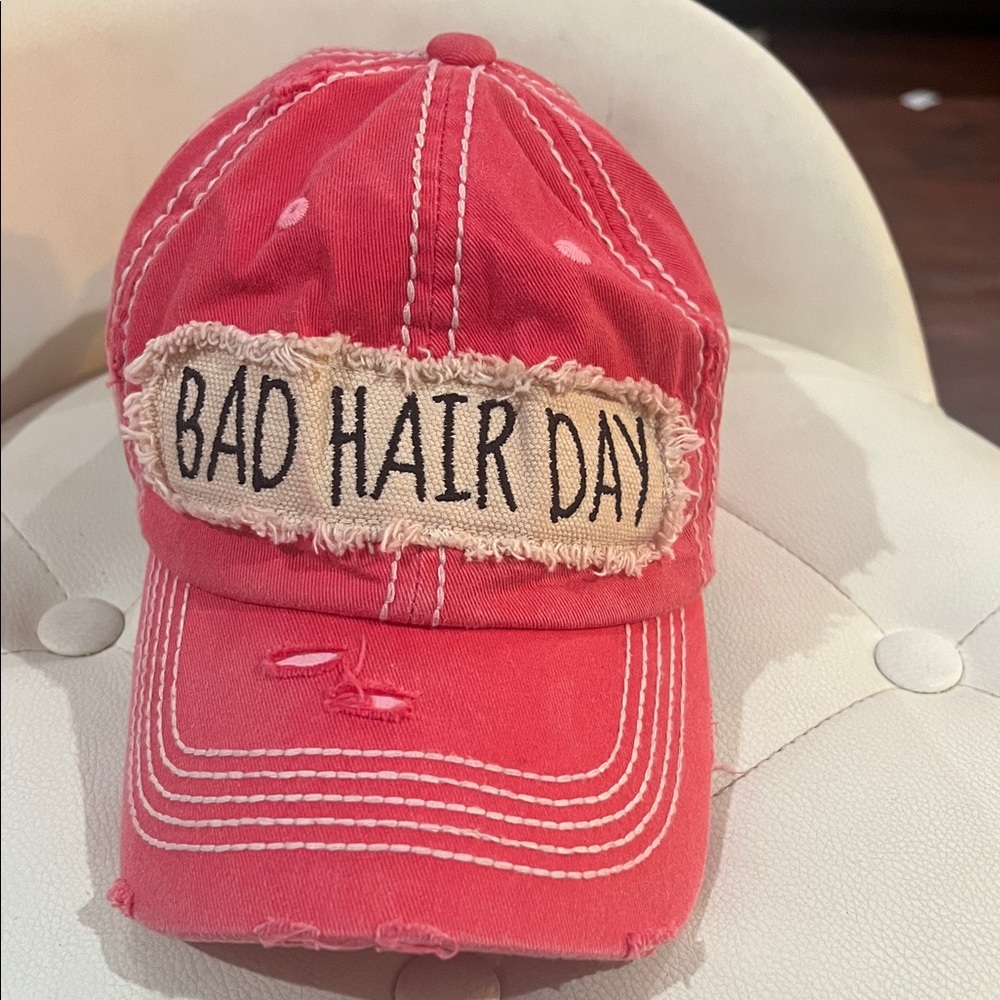 KBETHOS Red 'Bad Hair Day' Distressed Cap